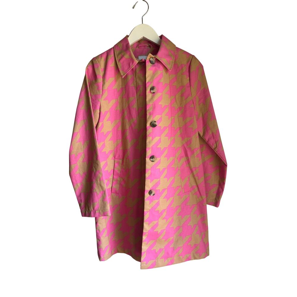 Isaac Mizrahi 20th Anniversary Pink Tan Houndstooth Coat XS Target Mod Preppy